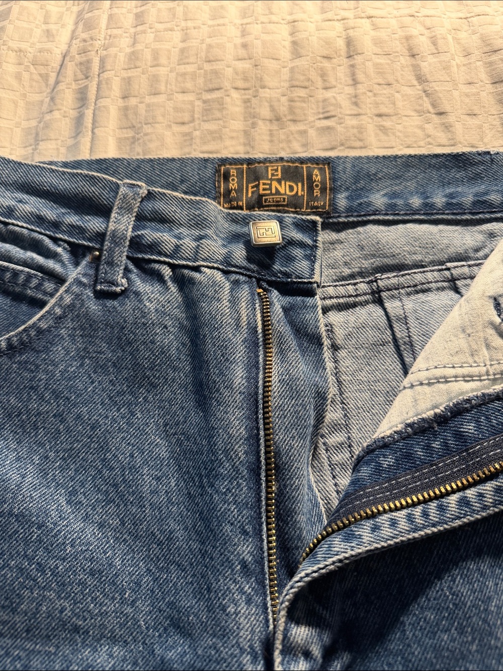 Fendi Vintage Women's Light Blue Straight-Leg Denim Jeans
